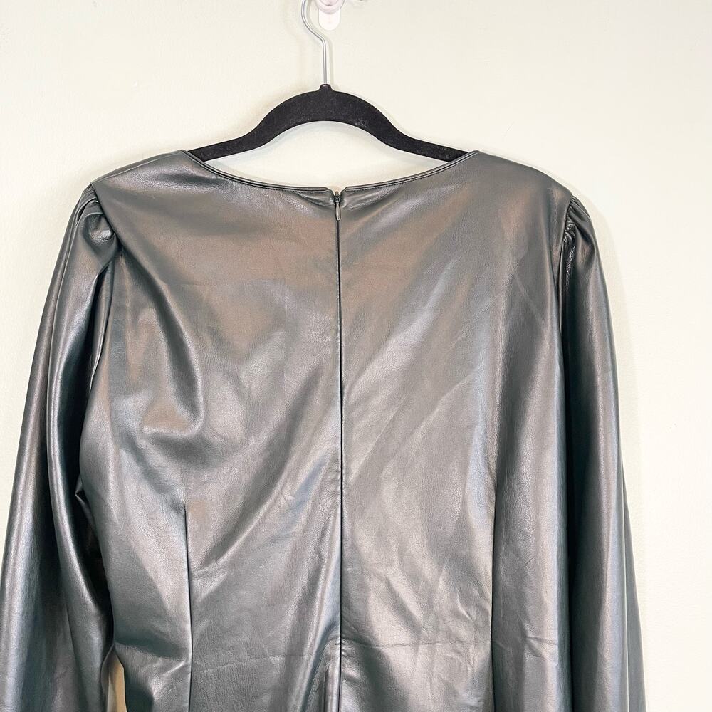 House of Harlow 1960 Wrap Dress XL Green Vegan Leather Party Club Cocktail Edgy - Picture 7 of 10